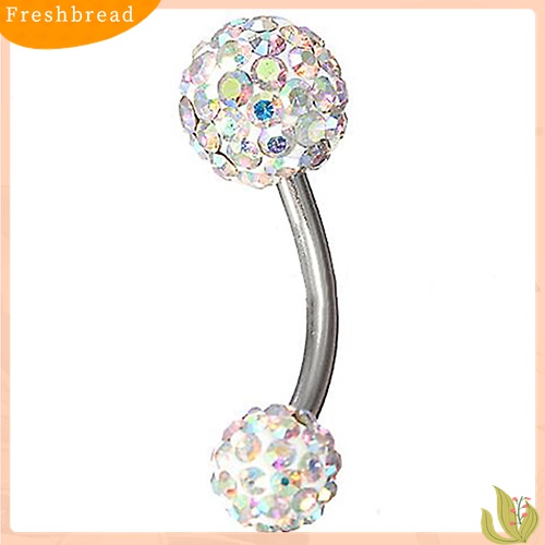 【Fresh】❀14G Surgical Stainless Steel Rhinestone Ball Navel Belly Bar Ring Body Piercing