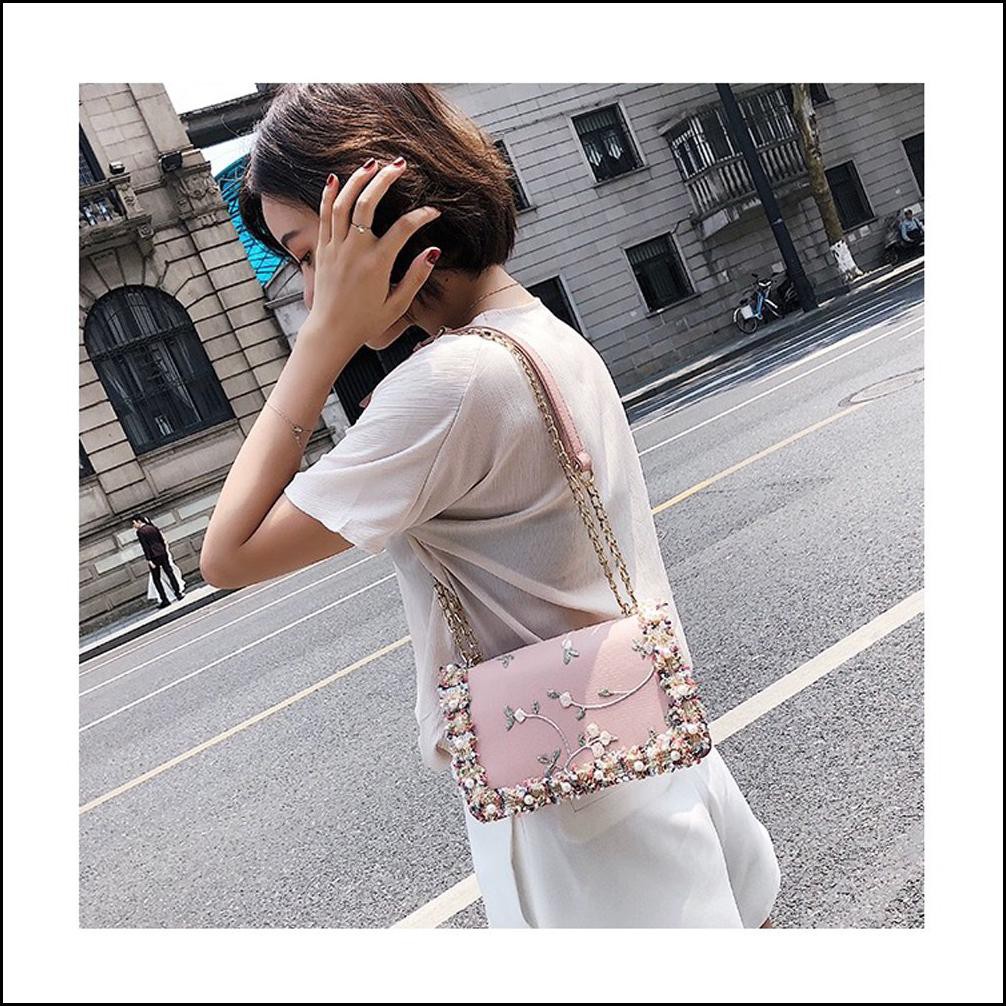 Shoulder Bag Funatic Motif Renda Bunga Tas Korea Wanita Import Fa