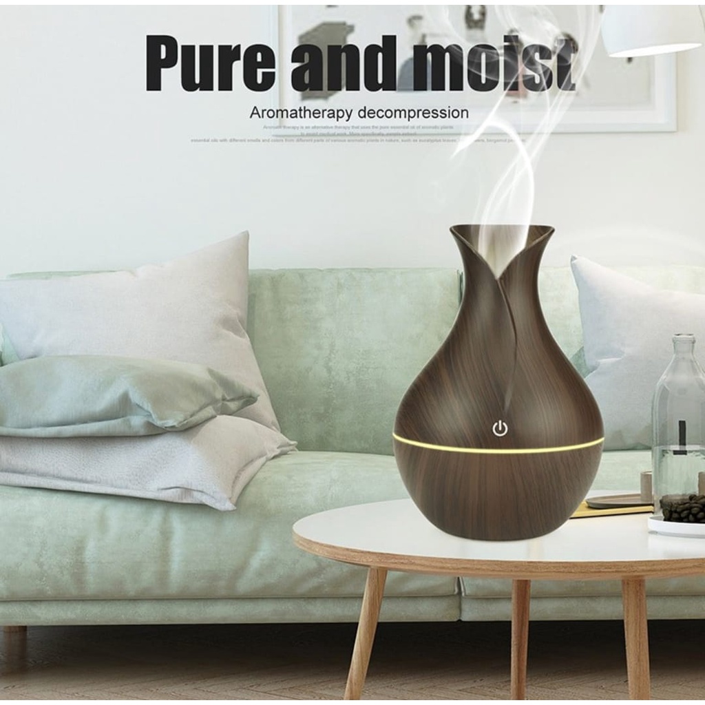 Humidifier Diffuser Ultrasonic Aroma Terapi Desain Kayu 130ML