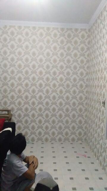 Wallpaper Dinding Klasik Gold Silver Ornamen Eropa Style Mewah