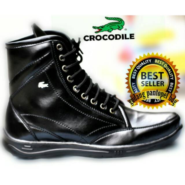 DM Sepatu Kulit SWEDIAN HITAM Original Formal Casual Kerja Kantor CROCODILE HIGH Cowok Santai