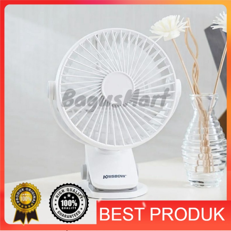 Krisbow Kipas Angin Jepit Portabel 12.7 Cm/kipas angin portable/kipas rechargeble/kipas
