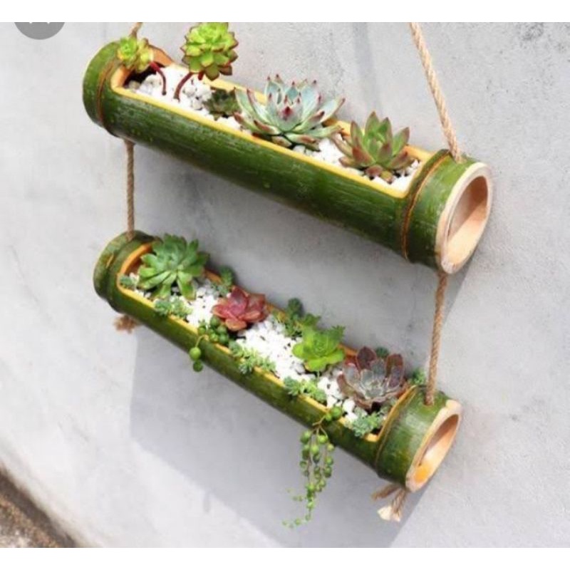 POT BAMBU GANTUNG-HIASAN DINDING BUNGA