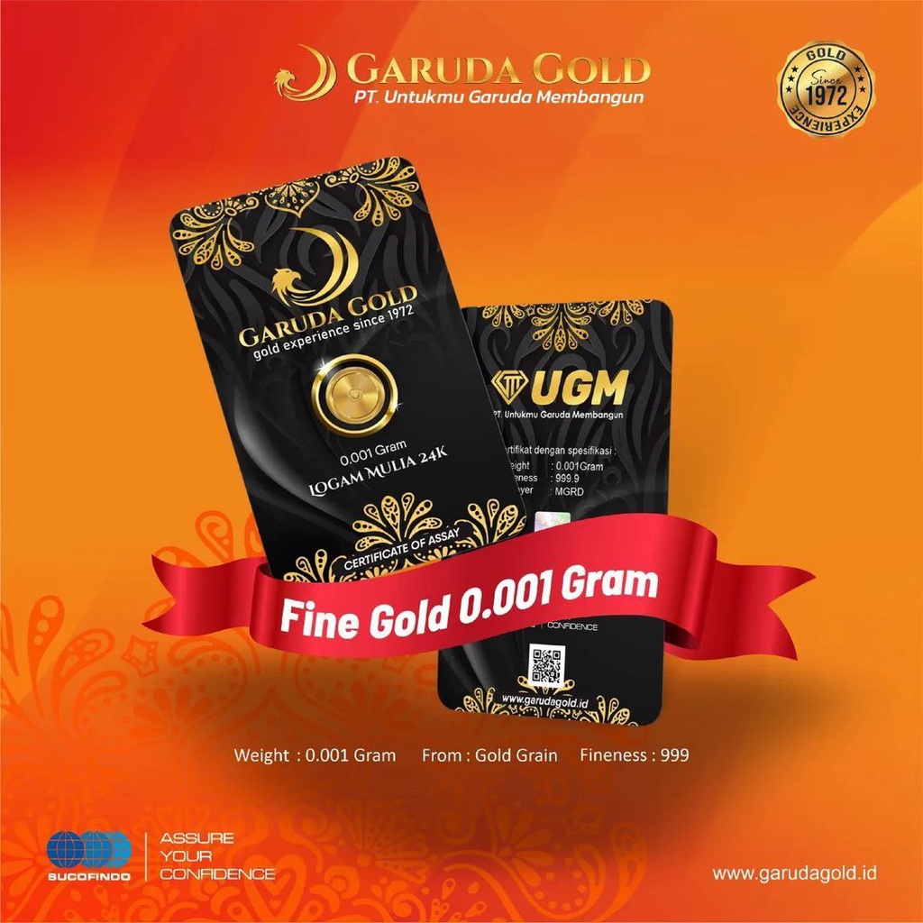 BABY GOLD 0.001 GRAM GARUDA GOLD MINIGRAM 0,001 Gram Logam Mulia Merchandise 24 Karat Original PT UGM