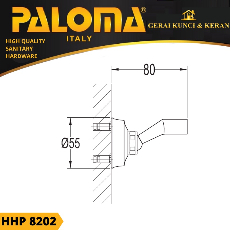 Hand Shower Holder PALOMA HHP 8202 Pegangan Tatakan Gantungan