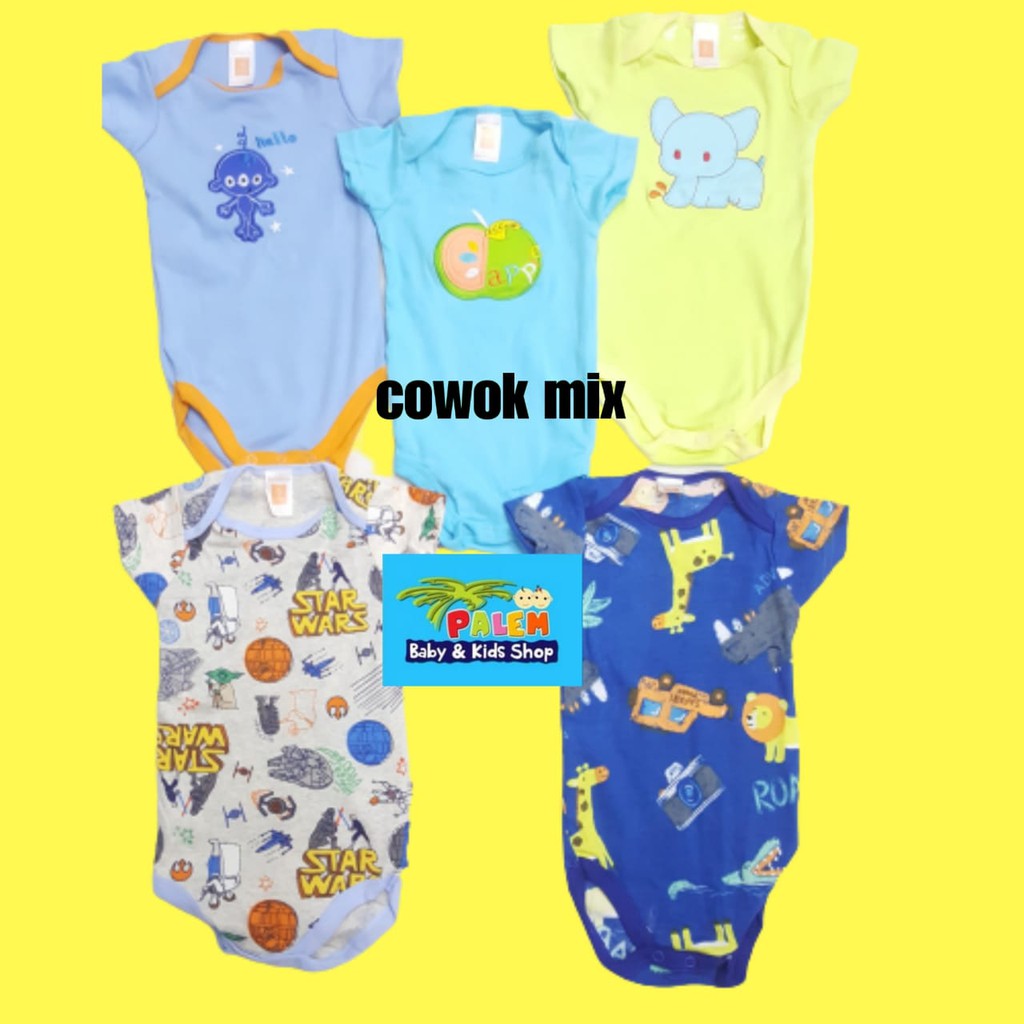 carterlove jumper 5in1 bodysuit baju kodok tangan pendek isi 5 termurah