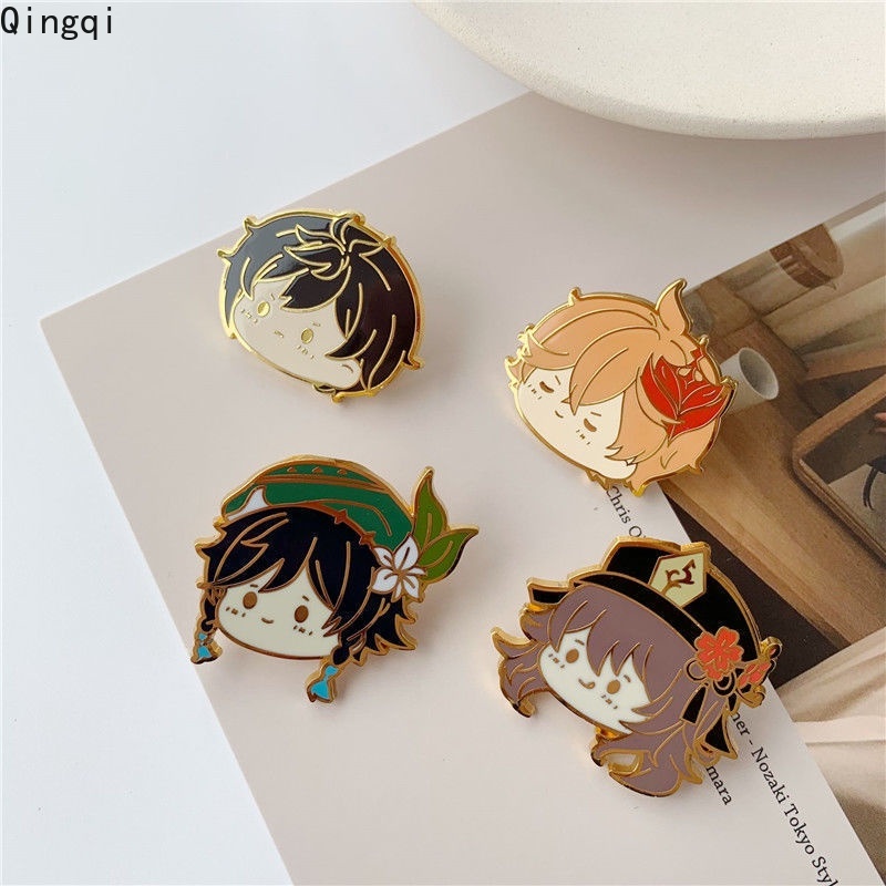 Bros Pin Enamel Mini Desain Kartun Anime Genshin Impacts Untuk Hadiah Qiqi