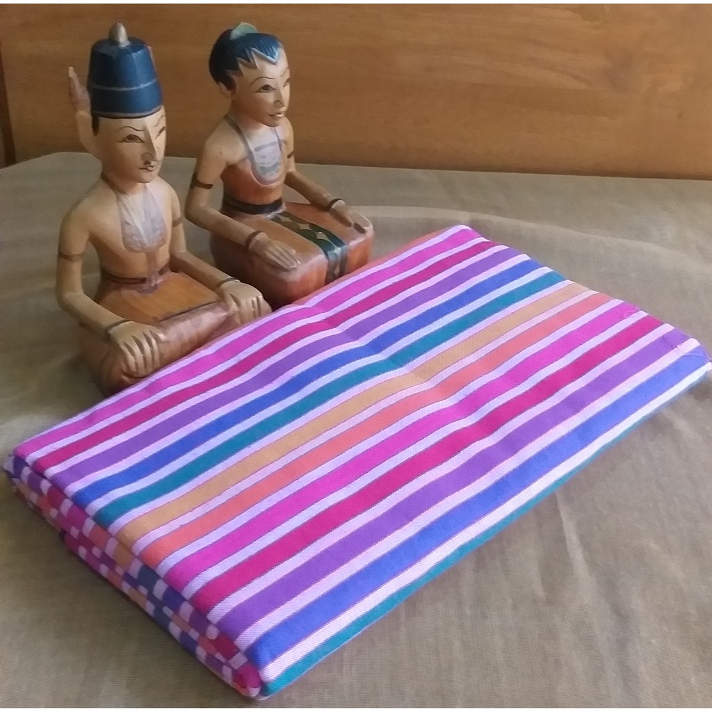 Kain Lurik Tenun Kombinasi Warna Pink Biru Kuning (2 meter)