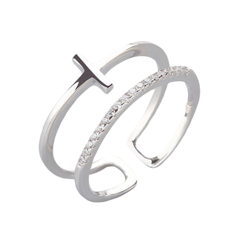Cincin Sterling Silver 925 Model Double Cross Adjustable Untuk Wanita