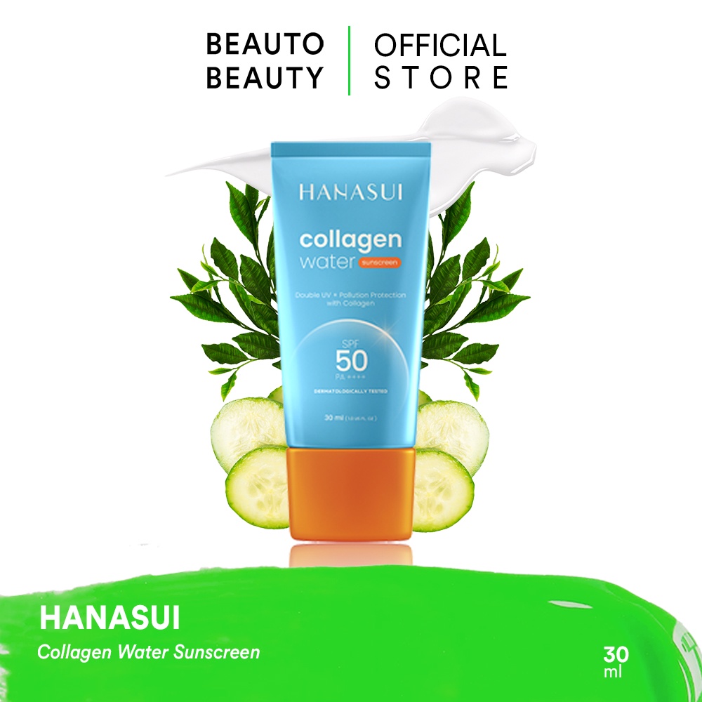 HANASUI Collagen Water Sunscreen Indonesia / Gentle Cleanser Power Essence Toner Serum Day Night Cre