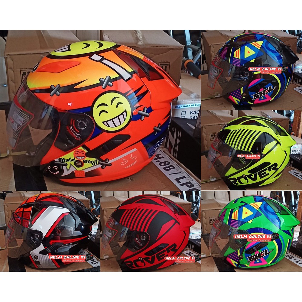 Helm SHEL Rover Motif Double Visor DV kacamata rossi helm dewasa DOP