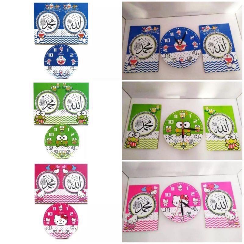 jam dinding karakter set kaligrafi / jam dinding kaligrafi arab/ jam dinding terbaru
