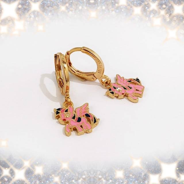 Xuping/perhiasan lapis emas anting anak pony pink 1