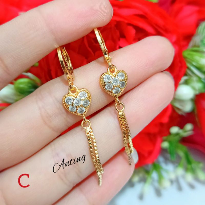 Anting TITANIUM Jurai variasi motif anti karat Gold perhiasan wanita korea