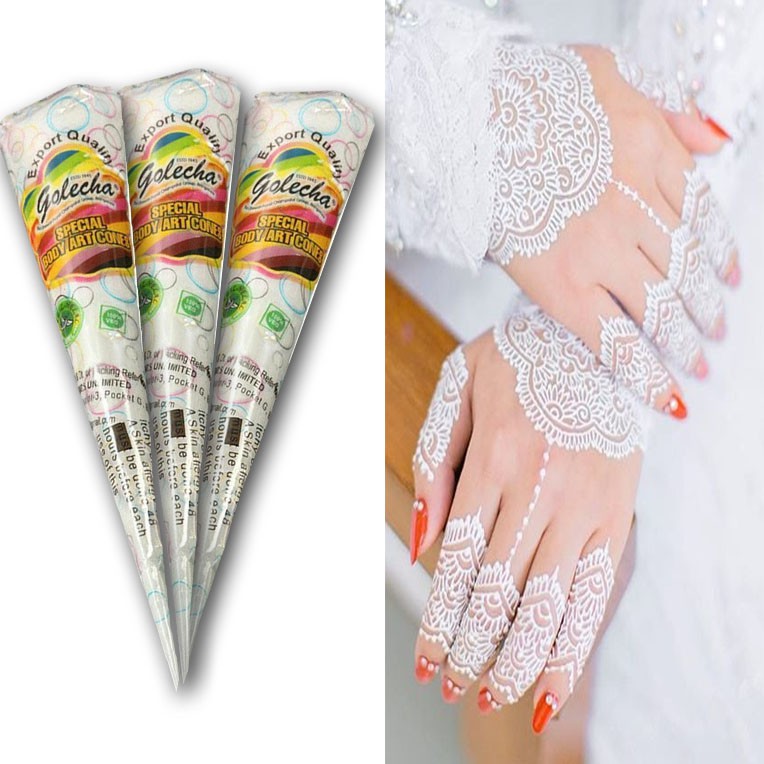 Hena Tangan Halal - Henna Tangan Pengantin - Golecha Putih 1 Cone