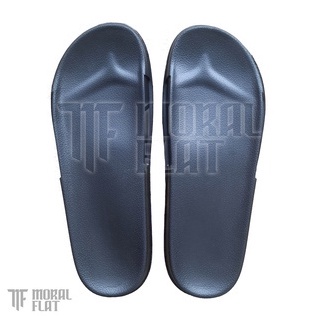Sandal Slop Casual/Unisex-Moral Flat-All Black Slim Series-Hitam-39 SOL TEBAL