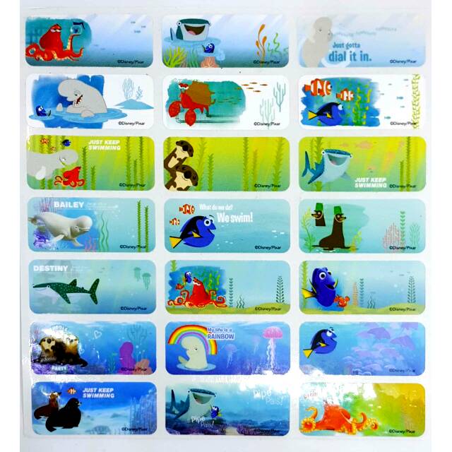 

Label nama anti air stiker waterproof Premium Dory and Friend Ori
