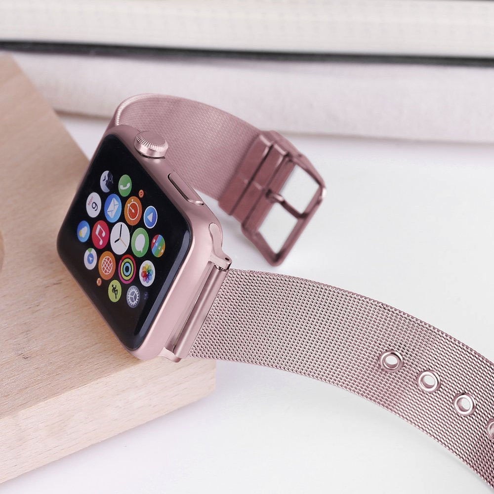 Strap Apple Watch Milanese Buckle Stainless Steel Sport Band Tali Jam Apple Series 1 2 3 4 5 6 SE 7 8 ultra