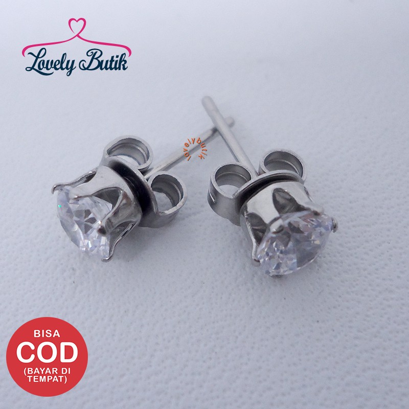 Lovelybutik Anting Tindik Titanium Crown Anting Titanium Wanita Pria Ukuran Permata 0,5 cm