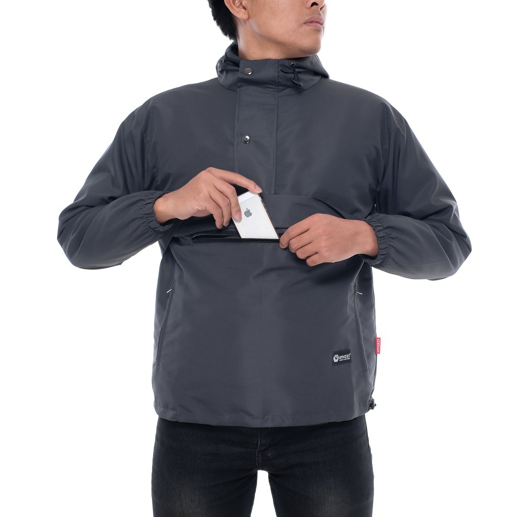 (JAKET ANTI AIR) Jaket Parasut Cougle Original Imazi Waterproof Abu Tua