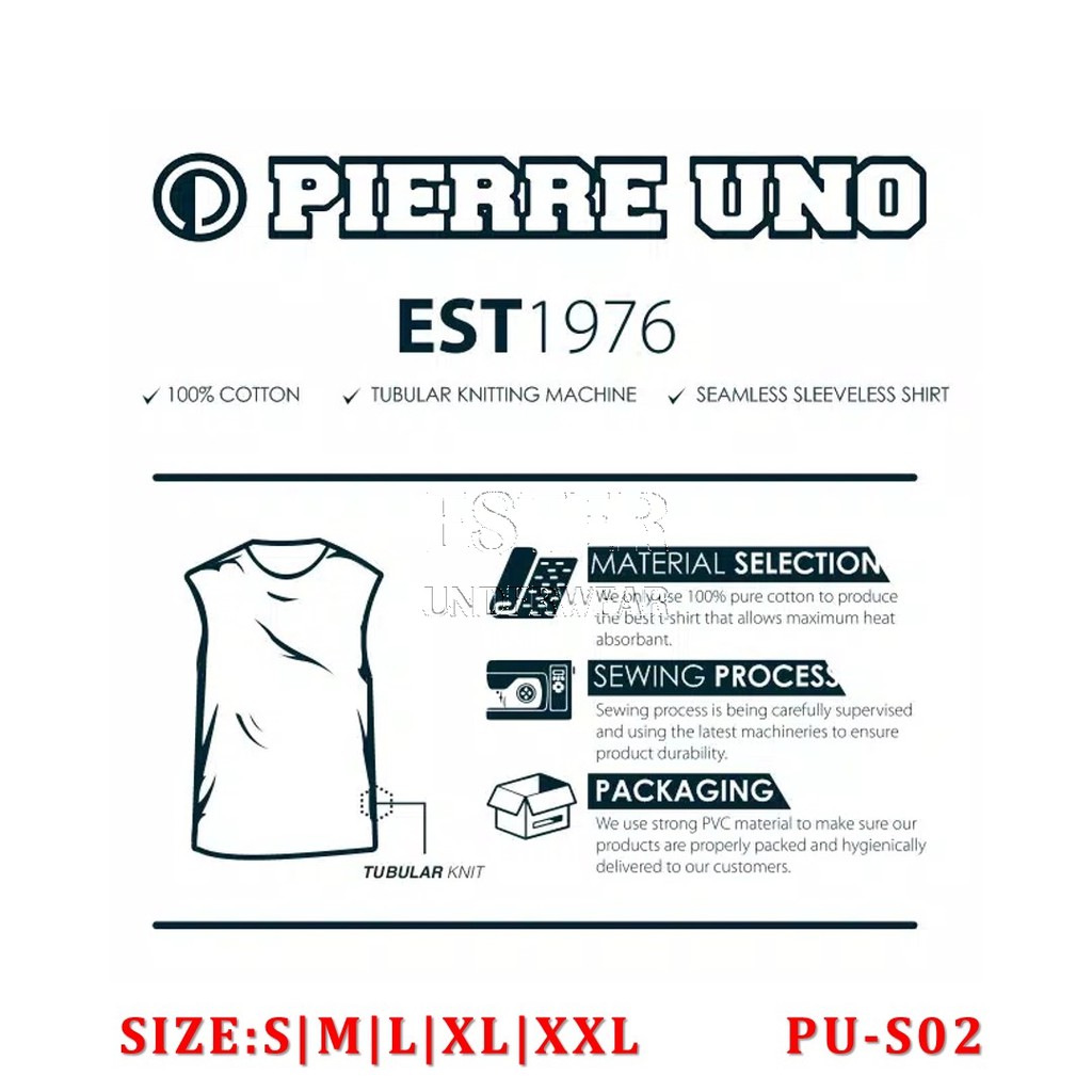 Kaos Tanktop Pria PIERRE UNO PU-S02 PUTIH ISI 1Pcs