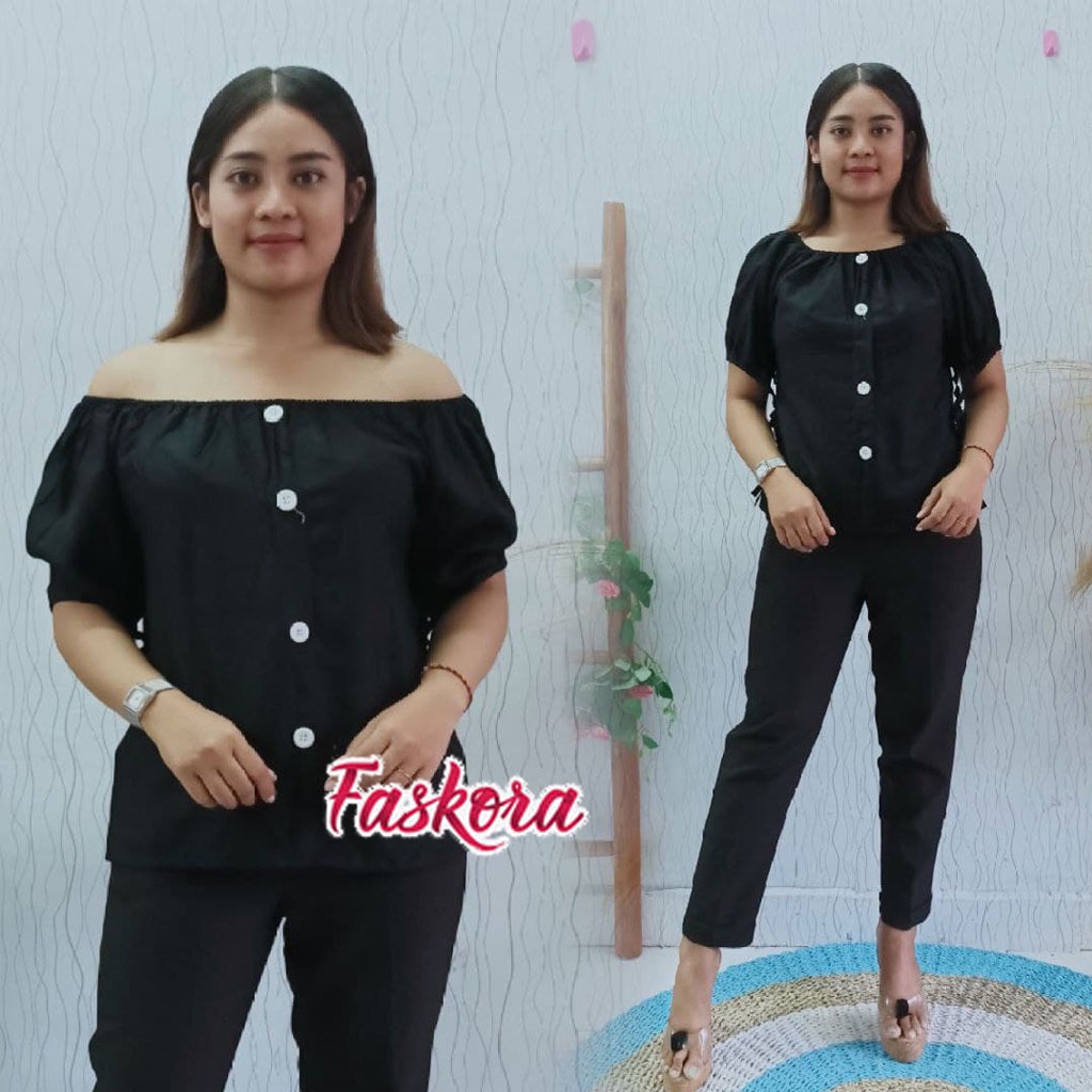 Pakaian Atasan Wanita Blouse Jumbo ld 110 Baju Atasan Wanita Kekinian Lengan Pendek Polos Nagita