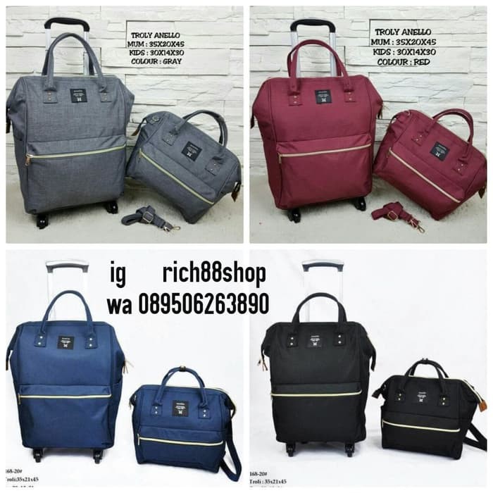Tas WANITA PRIA SET Anello Travel Ransel Troly Grade ORI