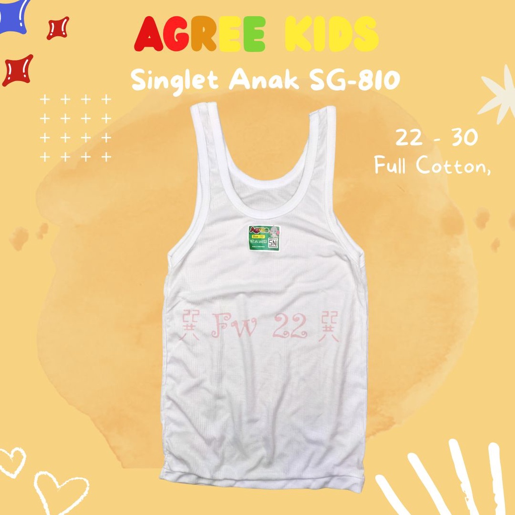 Singlet Anak Agree Kids SG-810 Bahan Katun Salur Anti Gerah dengan Penyerapan dan Pengeringan yang Baik