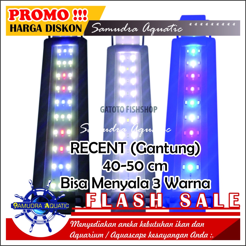 Lampu Aquarium GANTUNG 40-50 cm, Lampu Gantung HEMAT ENERGY, GANTI TIGA WARNA, PUTIH, Lampu Aquarium Aquascape (GRATIS Bublewrap)