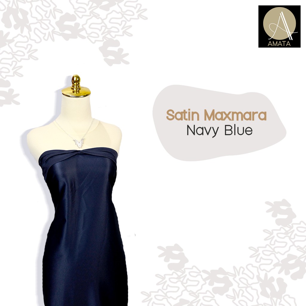 1/2 meter Kain Satin Maxmara / Sateen Velvet Premium Navy Blue