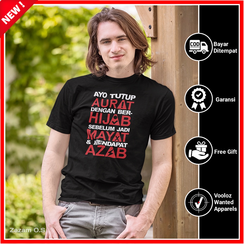 Kaos Dakwah Pria Muslim Terbaru Kata Kata Ayo Berhijab Premium Cotton Baju Atasan Kaos Islami Dewasa Premium Oblong XL