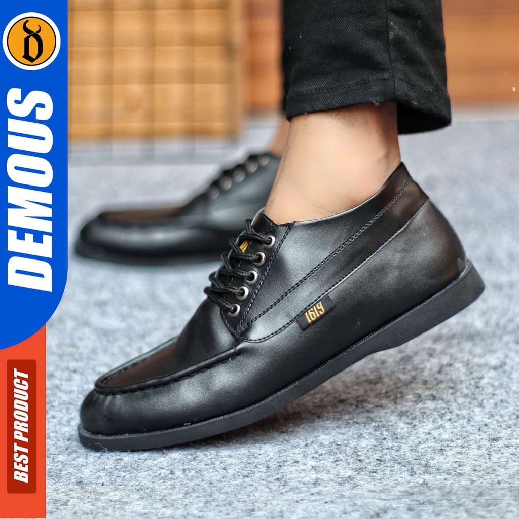 Sepatu Formal Pria Sepatu Casual Pria Kulit Pu Tali Sepatu Pantofel Kerja Kantor Kuliah Kondangan Sepatu Hitam Pria DEMOUS GAROW