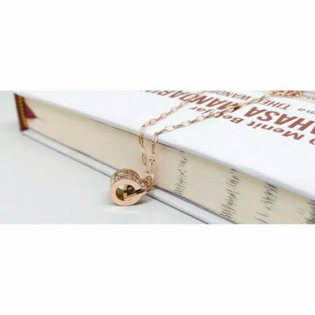 GG Kalung Titanium Double Ring D Rose Gold # KL - 195