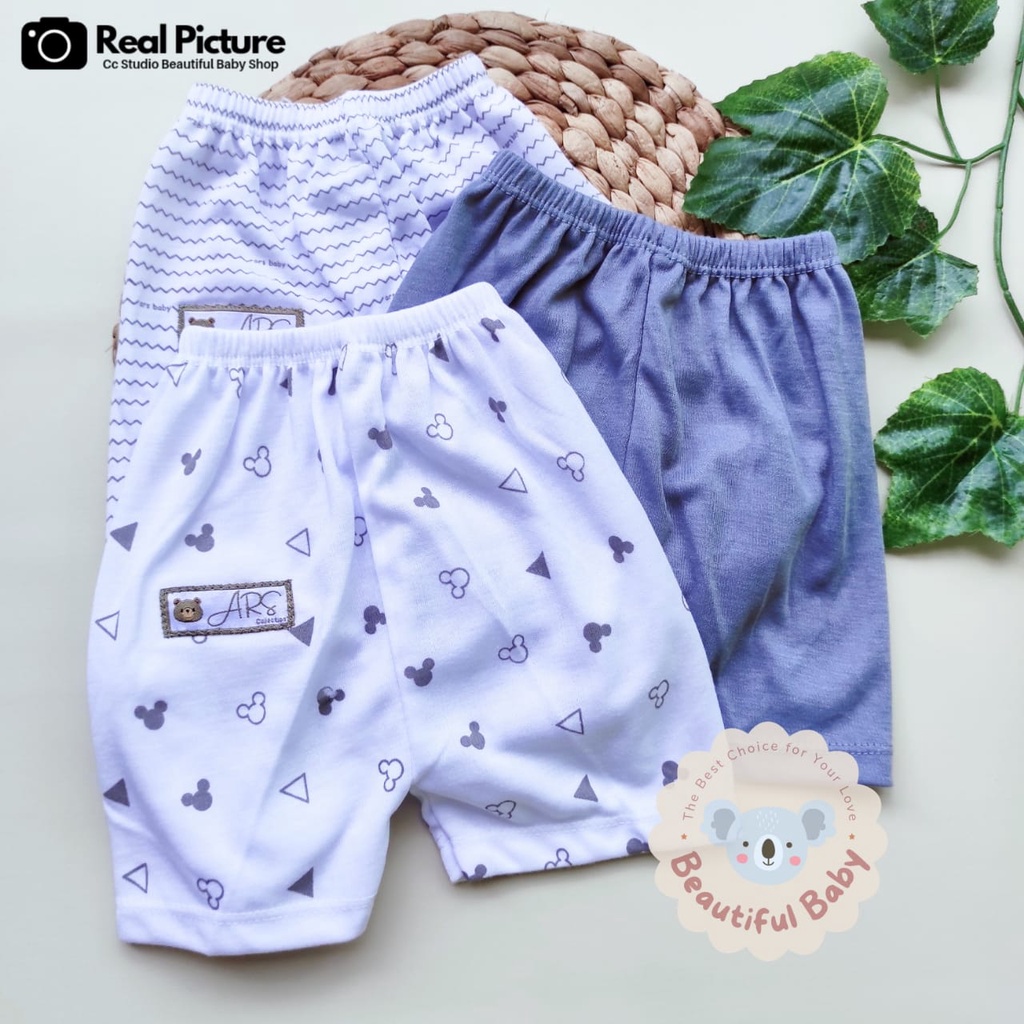 Baby.ou - 3 Stel Setelan Baju Bayi Baru Lahir Tangan Pendek Celana Pendek Usia 0 sd 3 Bulan Motif ABU SERIES - Setelan Baju Bayi Pendek Newborn Abu  - Celana Pendek Bayi