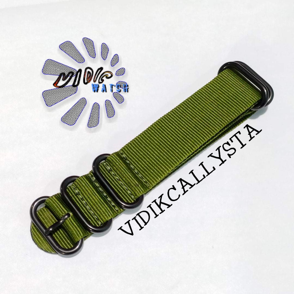 Strap Tali Jam Tangan PVD Nylon Nato Zulu Canvas 18mm 20mm 22mm 24mm Premium 5-Ring PVD Strap Tali Jam Kanvas 18 20 22 24