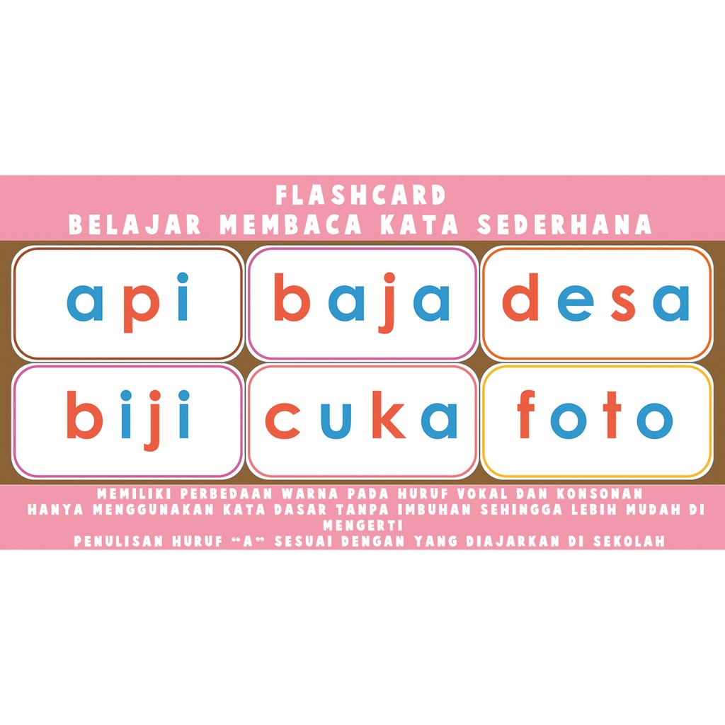 Flashcard Flash Card Kartu Belajar  Anak Membaca  Kata 