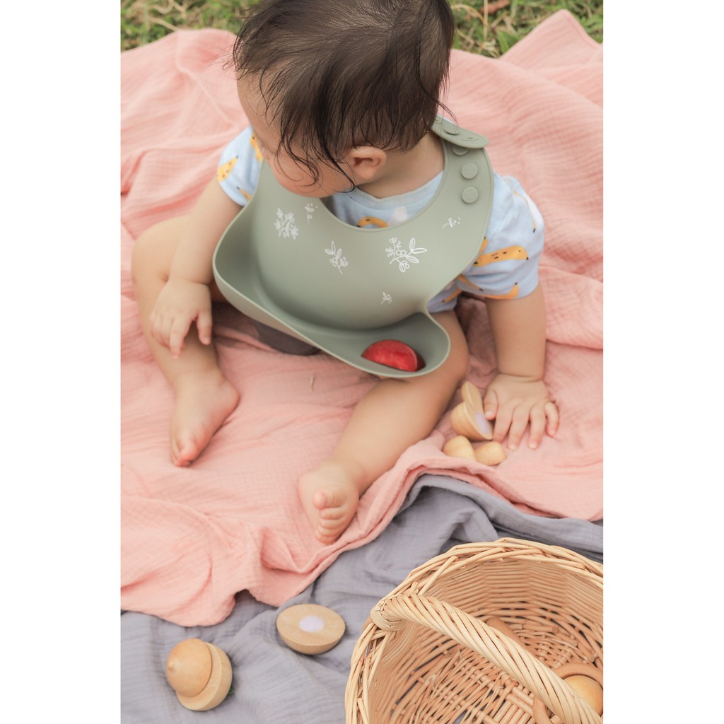 Mellow Silicone Bibs - Slaber Bib Silikon Slabber Baby Kids Waterproof Neutral Boho Bib Flexible