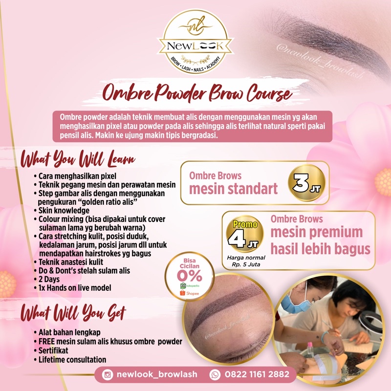 kursus sulam alis ombre powder