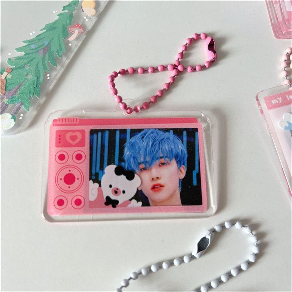 LANFY Backpack Decor Photocard Keychain Idol Card Star Chasing Pendant Photo Frame Keychain Transparent Photocard Holder Kawaii 1 Inch Backpack Pendant Kpop Photo Photocard Key Rings