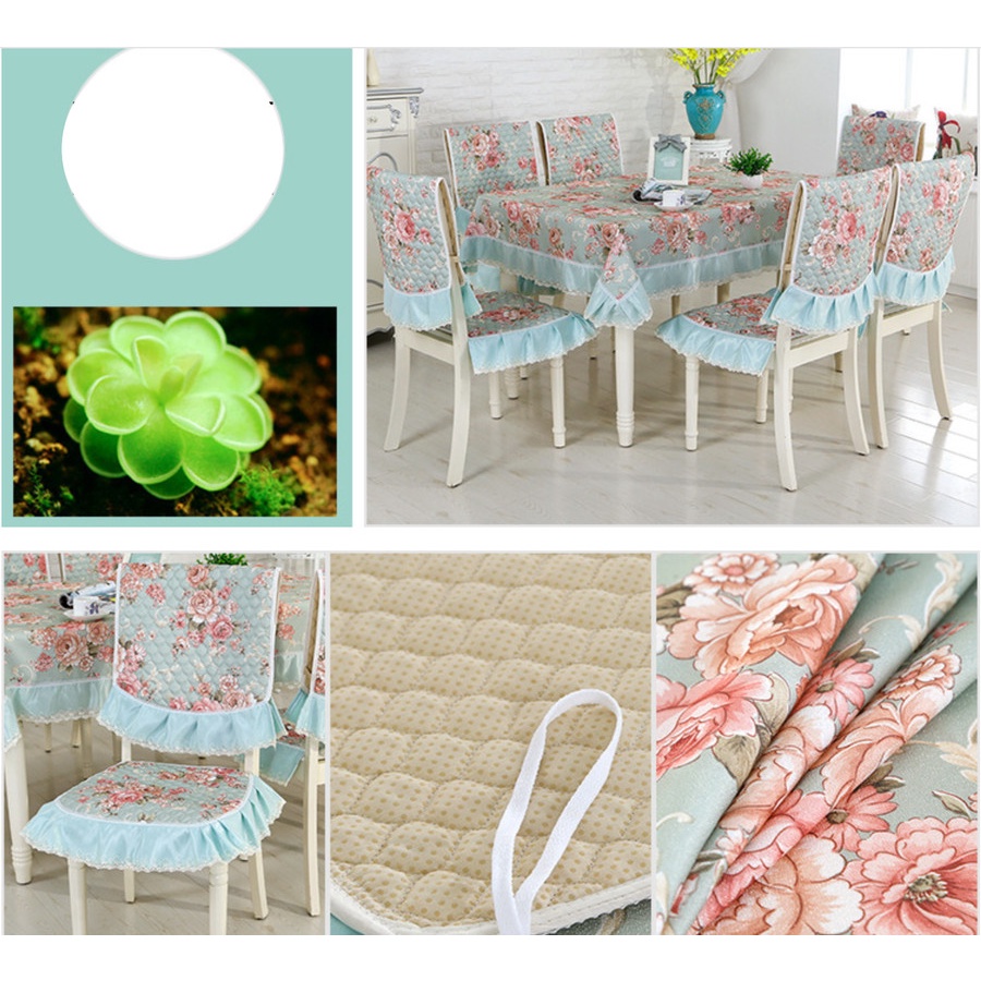 Shabby Lace Table Cloth Chair Set 4 / Taplak Meja Set 4 Sarung Kursi