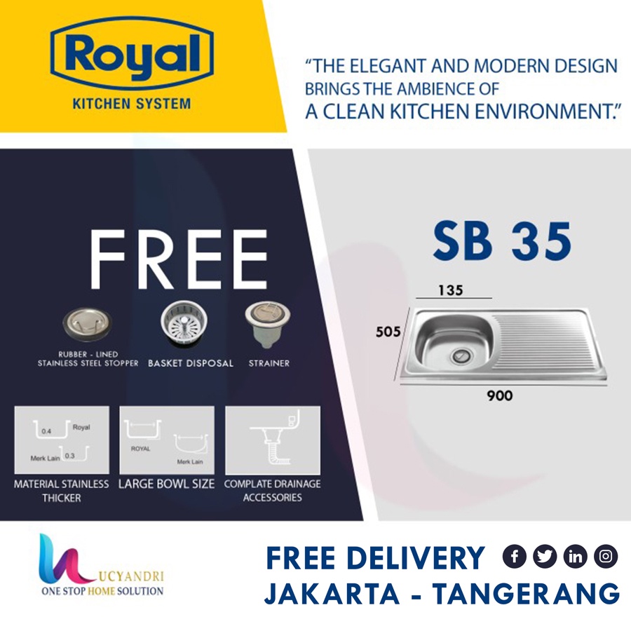 KITCHEN SINK BAK CUCI PIRING STAINLESS ROYAL SB35