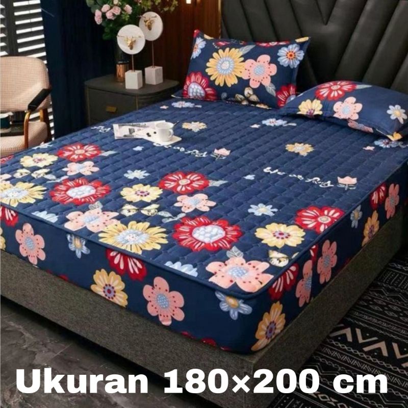 Sprei Waterproof ( Plus Sarung Bantal 2pcs ) Sprei protektor Sprei anti bocor ukuran 160x200 &amp; 180x200cm