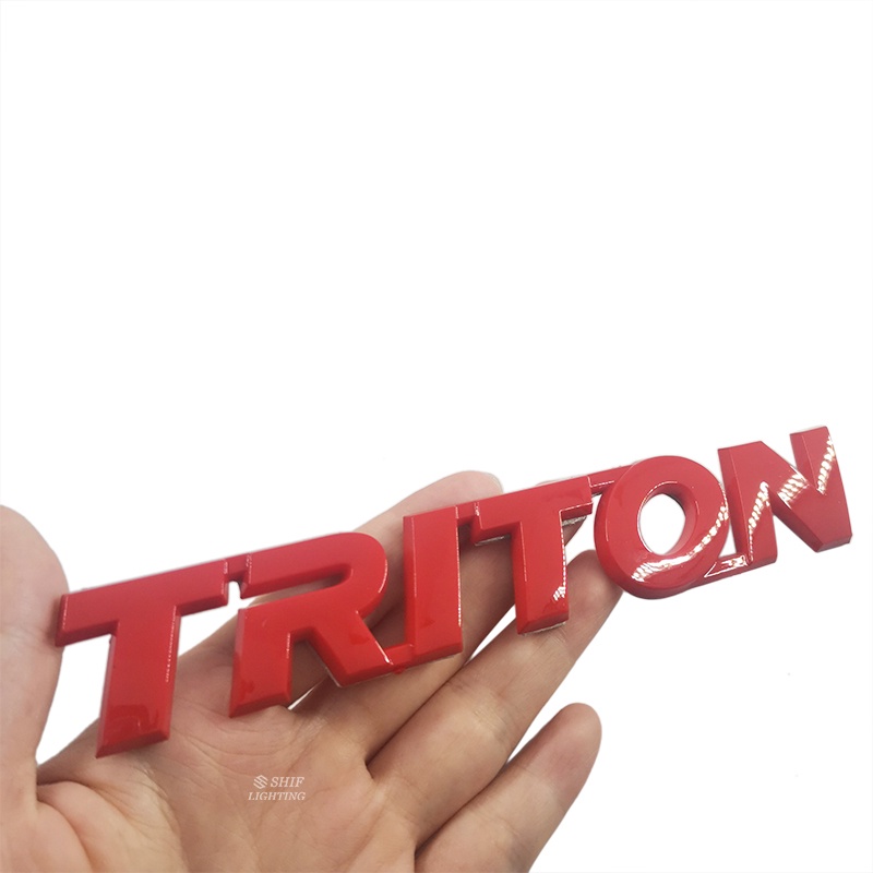 1pc Stiker Emblem Logo TRITON Bahan ABS Warna Merah Untuk Mobil Mitsubishi TRITION