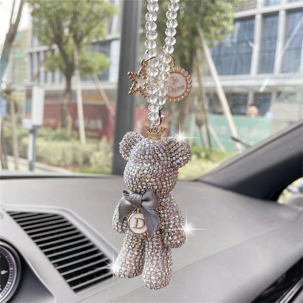 Lanfy Liontin Mobil Beruang Untuk Wanita Untuk Hadiah Ornamen Mobil Kartun Spion Mobil Hiasan Ornamen