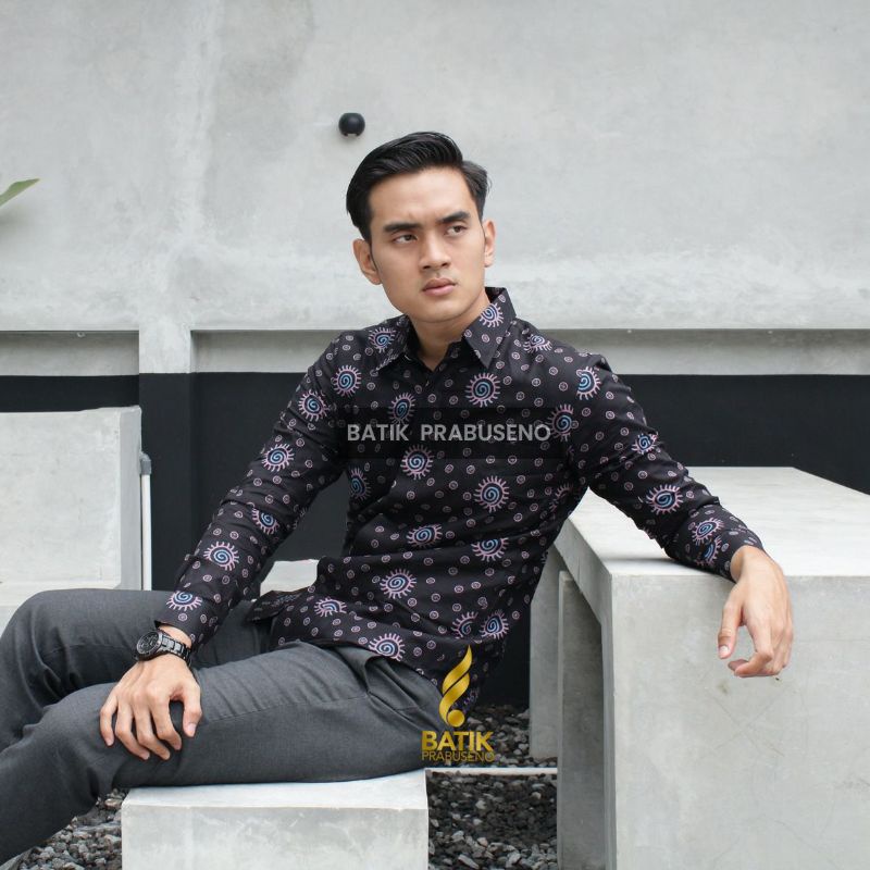 Batik Prabuseno Slimfit Motif AJI ADIRAGA Katun Printing Full Furing Halus Adem Modern Baju Batik Se