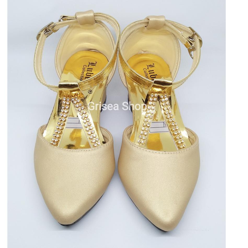 [DPT.18No21ᶜ] Grisea Sepatu Heels Anak Perempuan Warna Kuning Emas HAA-01