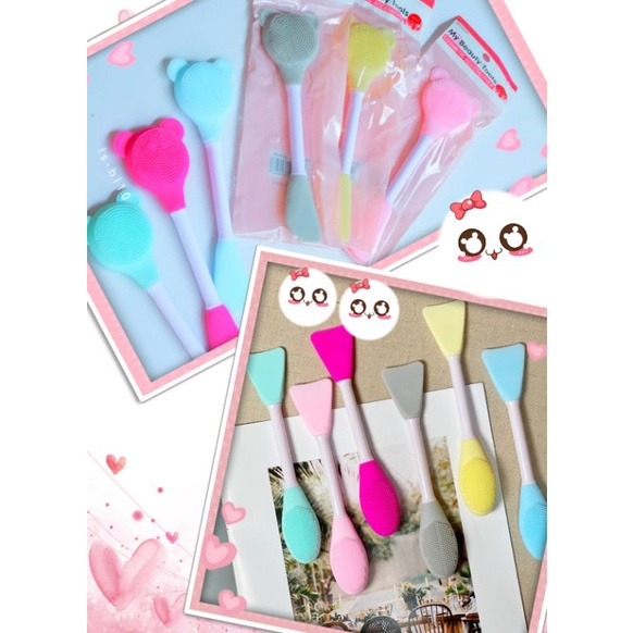 Sikat Komedo Pembersih Wajah / Kuas Masker Silikon 2 Sisi 2 in 1