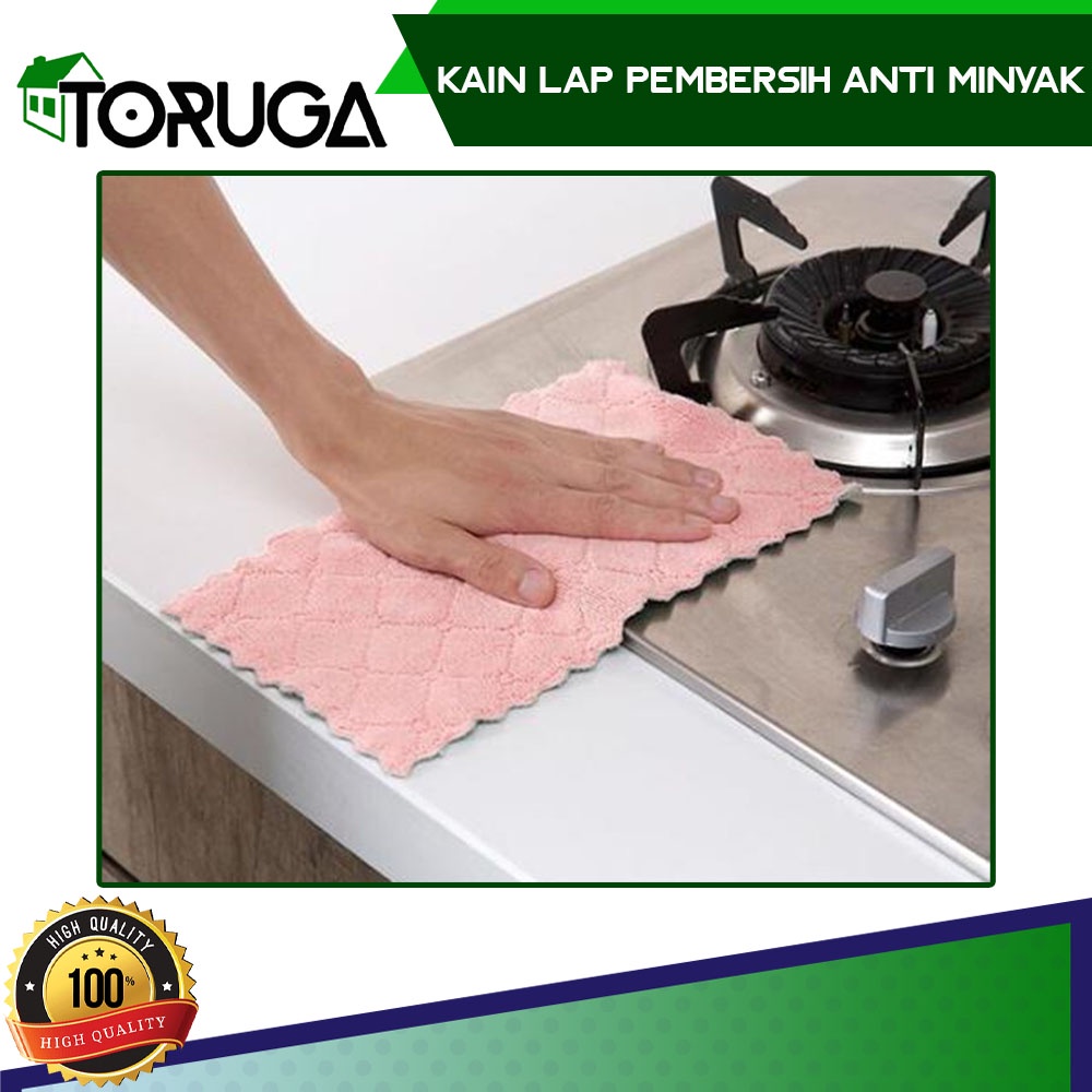 Handuk Lap Pengering Piring Anti Minyak Coral Fleece Dish Towel Kain Bersih Efektif Tanpa Noda