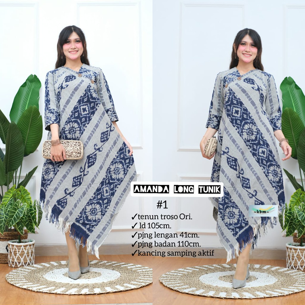 Amanda long tunik lancip tenun ori troso