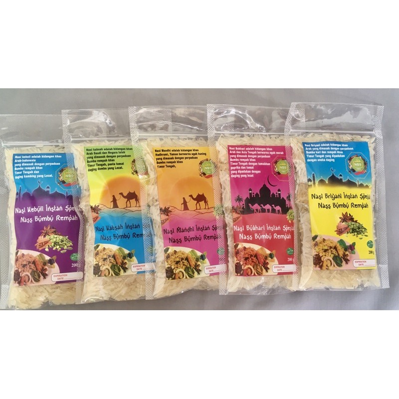 

Nasi Kebuli Briyani Mandhi Kabsah Bukhari Instant 5 varian Nass Bumbu Rempah